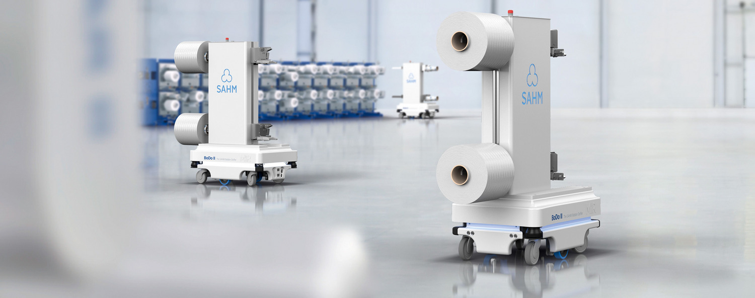 Handling robot BoDo II at work in a factory.